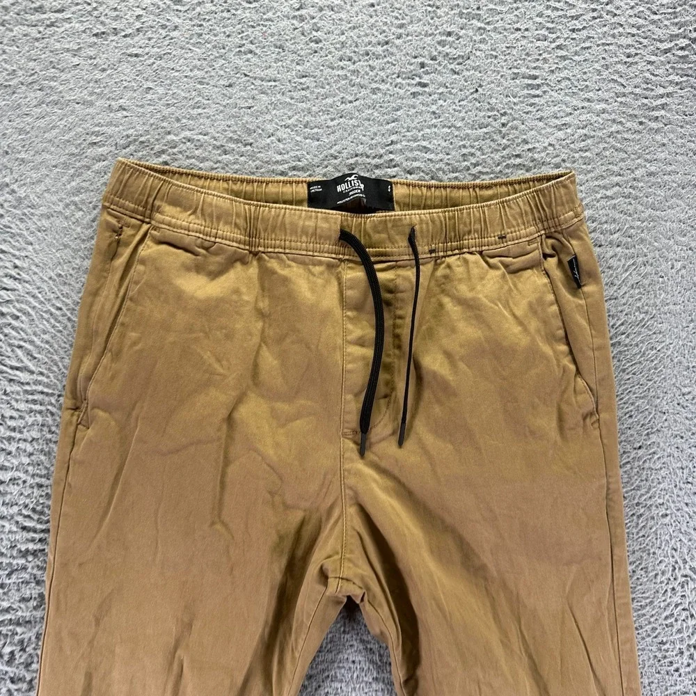 Hollister Pant Mens S Beige Cotton Twill Jogger Tapered Relaxed Preppy Stretch